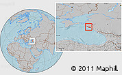 Gray Location Map of Gelendzhik, hill shading