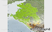 Physical Map of Krasnodar Krai, semi-desaturated