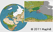 Satellite Location Map of Novorossiysk, highlighted country, highlighted grandparent region