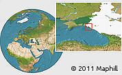 Satellite Location Map of Novorossiysk, highlighted grandparent region