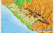 Physical Map of Sochi, political outside