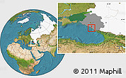 Satellite Location Map of Tuapse, highlighted country, highlighted parent region