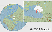 Savanna Style Location Map of Tuapse, highlighted parent region, hill shading
