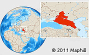 Shaded Relief Location Map of North Caucasus