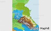 Physical 3D Map of Republic of Dagestan, political shades outside