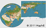 Satellite Location Map of Republic of Dagestan, within the entire country