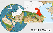 Satellite Location Map of Republic of Dagestan, highlighted country