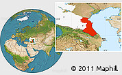 Satellite Location Map of Republic of Dagestan, highlighted parent region