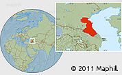 Savanna Style Location Map of Republic of Dagestan, hill shading