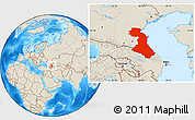 Shaded Relief Location Map of Republic of Dagestan