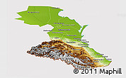 Physical Panoramic Map of Republic of Dagestan, cropped outside