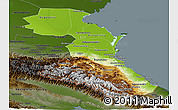 Physical Panoramic Map of Republic of Dagestan, darken