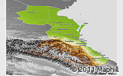 Physical Panoramic Map of Republic of Dagestan, desaturated
