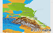 Physical Panoramic Map of Republic of Dagestan, political outside