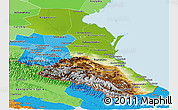 Physical Panoramic Map of Republic of Dagestan, political shades outside