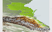 Physical Panoramic Map of Republic of Dagestan, semi-desaturated