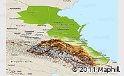 Physical Panoramic Map of Republic of Dagestan, shaded relief outside