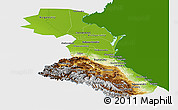 Physical Panoramic Map of Republic of Dagestan, single color outside