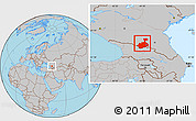 Gray Location Map of Republic of North Ossetia-Alania