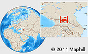 Shaded Relief Location Map of Republic of North Ossetia-Alania