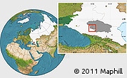 Satellite Location Map of Nevinnomyssk, highlighted country, highlighted parent region