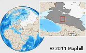 Shaded Relief Location Map of Nevinnomyssk, highlighted country, highlighted grandparent region