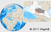 Shaded Relief Location Map of Nevinnomyssk, highlighted parent region, highlighted grandparent region