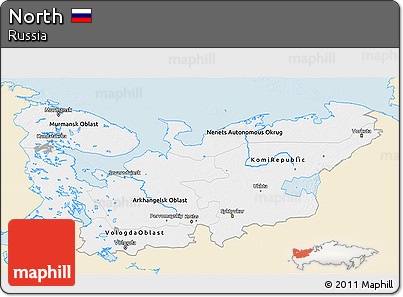 Classic Style 3D Map of North, single color outside