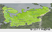 Physical 3D Map of North, darken, semi-desaturated