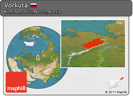 Satellite Location Map of Vorkuta