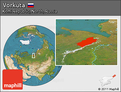 Satellite Location Map of Vorkuta