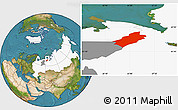 Satellite Location Map of Vorkuta, highlighted country, highlighted parent region