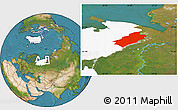 Satellite Location Map of Vorkuta, highlighted grandparent region