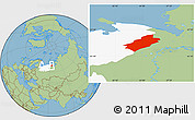 Savanna Style Location Map of Vorkuta, highlighted grandparent region