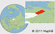 Savanna Style Location Map of Vorkuta, highlighted parent region