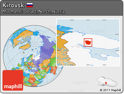 Editable map Murmansk Russia