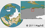 Satellite Location Map of Naryan-Mar, highlighted country, highlighted grandparent region
