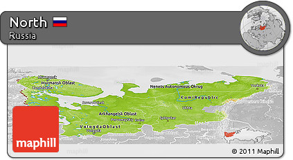Physical Panoramic Map of North, lighten, desaturated