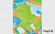 Physical Map of Republic of Karelia, political outside