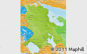 Physical Map of Republic of Karelia, political shades outside
