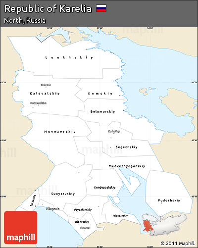 Classic Style Simple Map of Republic of Karelia, single color outside