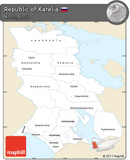 Classic Style Simple Map of Republic of Karelia, single color outside