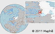 Gray Location Map of Sortavala, highlighted grandparent region, hill shading