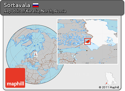 Gray Location Map of Sortavala, highlighted parent region