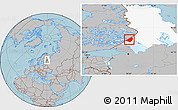 Gray Location Map of Sortavala, highlighted parent region, hill shading
