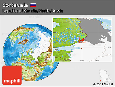 Physical Location Map of Sortavala, highlighted country, highlighted parent region