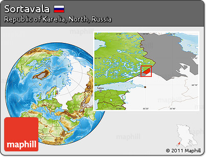 Physical Location Map of Sortavala, highlighted country, highlighted parent region