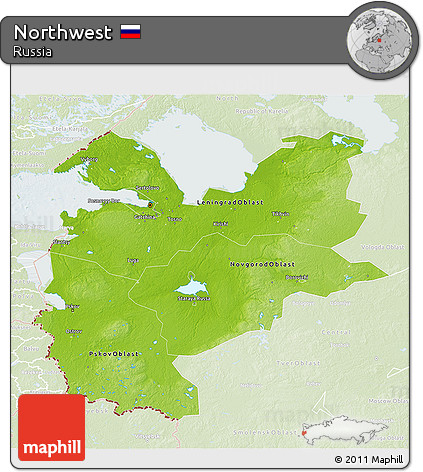 Physical 3D Map of Northwest, lighten