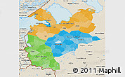 Political 3D Map of Northwest, shaded relief outside