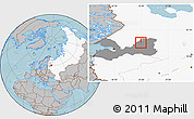 Gray Location Map of Lodeynoye Pole, highlighted country, highlighted parent region, hill shading